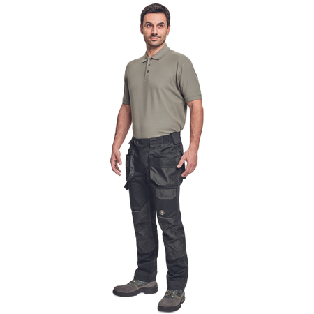 Spodnie robocze profesjonalne wytrzymałe do pasa z miejscem na nakolanniki TRIFIBETEX wzmacniane czarne Cerva DAYBORO