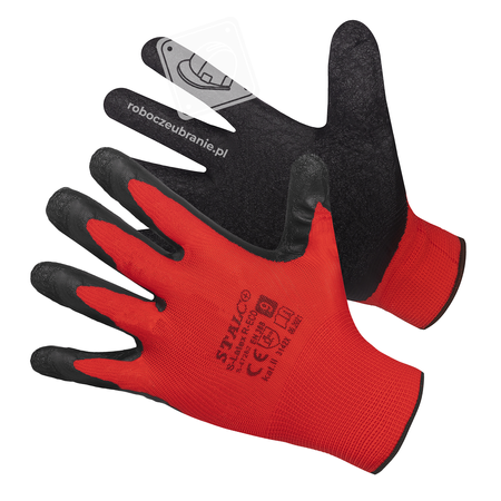 Rękawice robocze ochronne 12 par powlekane lateksem STALCO S-LATEX R ECO