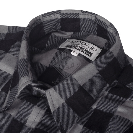 Koszula robocza flanelowa bawełniana na guziki wytrzymała i wygodna szara Art.Mas MODAR