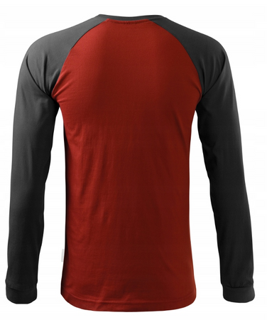 Koszulka RIMECK 130 z długim rękawem dwukolorowa szaro-czerwona