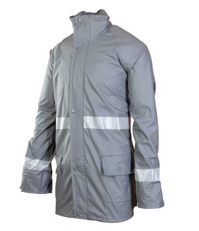 Kurtka przeciwdeszczowa wodoodporna odblaskowa GROSVENOR stalowa