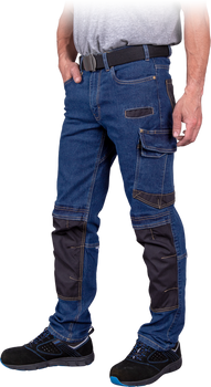 Spodnie robocze dzinsowe bojówki do pasa elastyczne JEANS DENIM