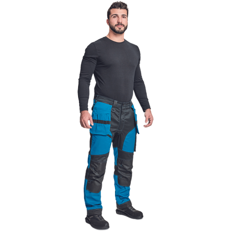 Spodnie robocze profesjonalne do pasa elastyczne wytrzymałe dużo kieszeni niebieskie Cerva KEILOR