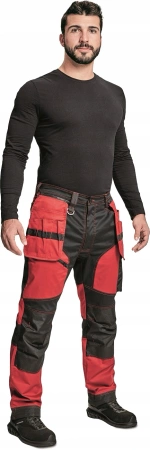 Spodnie robocze profesjonalne do pasa elastyczne wytrzymałe dużo kieszeni czerwone Cerva KEILOR