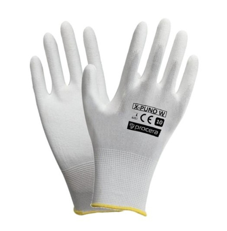 Rękawice robocze uniwersalne ogrodnicze ochronne powlekane poliuretanem ochrona rąk białe Procera X-PUNO white