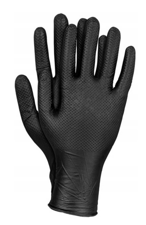 Rękawice nitrylowe mocne dla mechaników, czarne z teksturą diamentu RMM-PGRIP