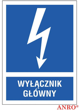 Znak elektryczny tabliczka naklejka samoprzylepna "Wyłącznik główny"