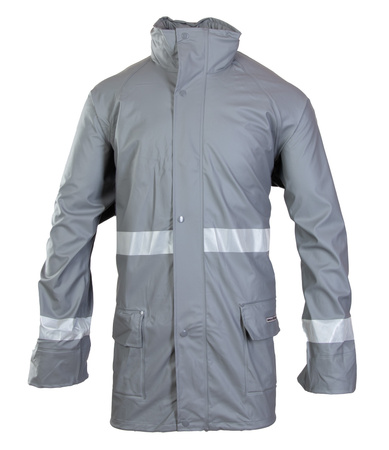 Kurtka przeciwdeszczowa wodoodporna odblaskowa GROSVENOR stalowa