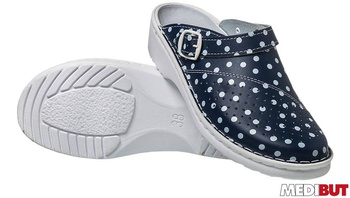 Klapki skórzane profilaktyczne Medibut damskie antypoślizgowe