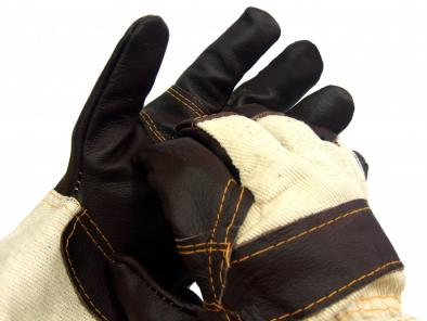 Rękawice robocze drelichowe wzmocnione skórą licową RLŁ