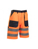 Spodenki robocze krótkie ostrzegawcze spodnie ochronne odblaskowe pomarańczowe Polstar BRIXTON FLASH AFKS