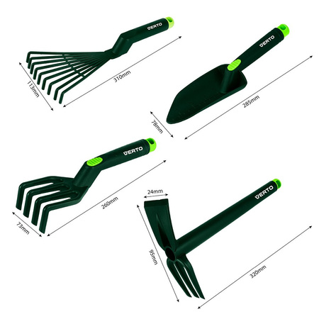 Narzędzia ręczne do ogrodu zestaw 4 szt. tworzywo sztuczne VERTO 15G419