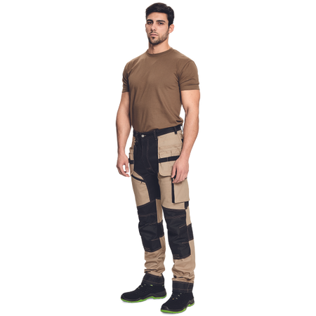 Spodnie robocze profesjonalne do pasa elastyczne wytrzymałe dużo kieszeni beżowe Cerva KEILOR