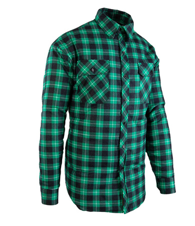 Koszula w kratkę na guziki ocieplana BONO zielona