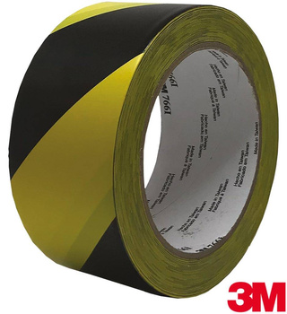 Taśma ostrzegawcza samoprzylepna winylowa 3M żółto-czarna 33 m