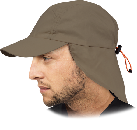 Czapka z daszkiem chroniąca kark CZNECK khaki przedłużany tył