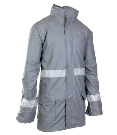 Kurtka przeciwdeszczowa wodoodporna odblaskowa GROSVENOR stalowa