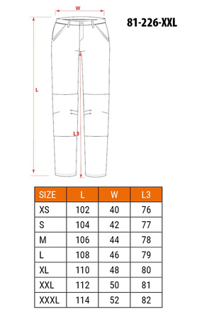 Męskie spodnie robocze elastyczne do pasa NEO PREMIUM wielofunkcyjne wzmacniane NEO Tools 81-226