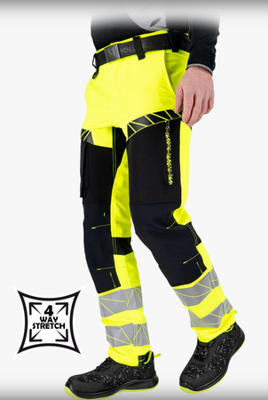 Spodnie ochronne odblaskowe LHollman z 4-kierunkowego strechu