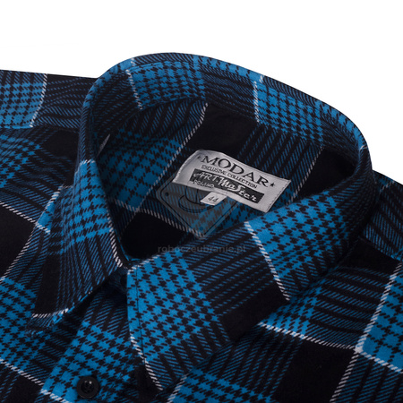 Koszula robocza flanelowa bawełniana na guziki wytrzymała i wygodna niebieska Art.Mas MODAR