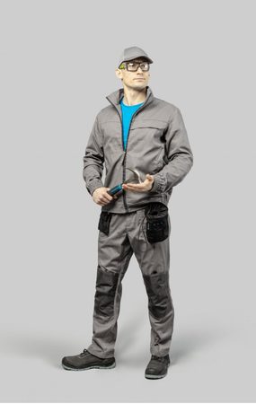 Spodnie robocze do pasa 100% bawełna jasnoszare HOGERT KALMIT