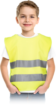 Kamizelka dziecięca odblaskowa dla dzieci BHP bezpieczeństwo szkolna  KOS-CHILD  żółta