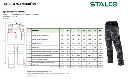 Spodnie robocze bojówki moro STALCO 2w1 odpinane nogawki S-421