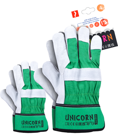 Rękawice dziecięce skórzane z mankietem UNICORN 