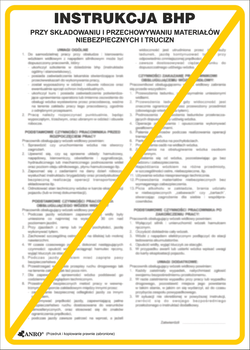 Znak tablica pcv INSTRUKCJA PRZY SKŁADOWANIU PRZECHOWYWANIU I TRANSPORCIE SUBSTANCJI NIEBEZPIECZNYCH I TRUCIZN 35X25