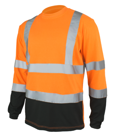 Koszulka odblaskowa z długim rękawem z pasami odblaskowymi T-REF pomarańczowa