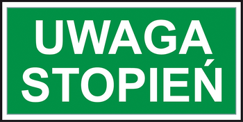 Znak naklejka samoprzylepna UWAGA STOPEŃ 150x300 mm