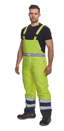 Spodnie ogrodniczki ocieplane wodoodporne HV PADSTOW pomarańczowe odblask