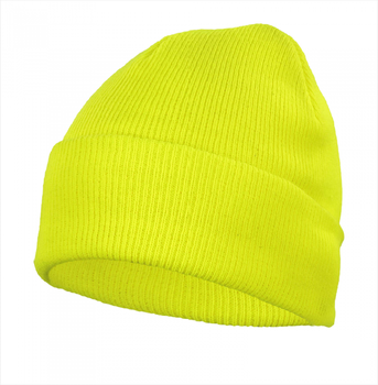 Czapka dziana akrylowa dwuwarstwowa wywijana CzDz żółta