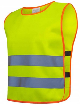 Kamizelka dziecięca odblaskowa dla dzieci BHP bezpieczeństwo szkolna  VEST KID żółta