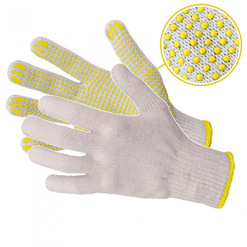 Rękawice robocze dzianinowe ochronne nakrapiane PVC Art.Mas RND 400 Yellow