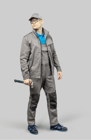 Spodnie robocze ogrodniczki 100% bawełna jasnoszare HOGERT KALMIT