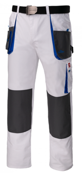 Spodnie robocze malarskie do pasa ochronne profesjonalne wytrzymałe potrójne szwy dużo kieszeni białe Art.Mas CLASSIC White