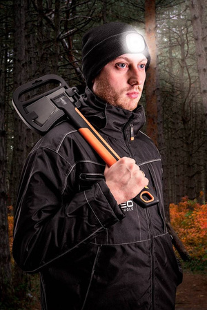 Czapka akrylowa z latarką dioda LED świecąca z lampką czarna NEO Tools 81-621