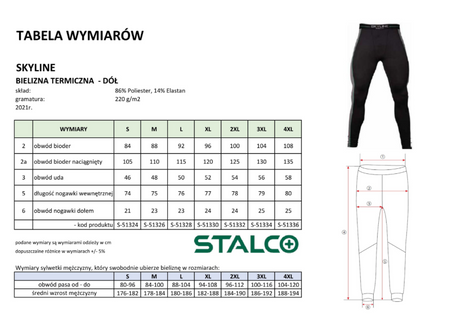 Kalesony sportowe robocze bielizna termoaktywna SKYLINE STALCO