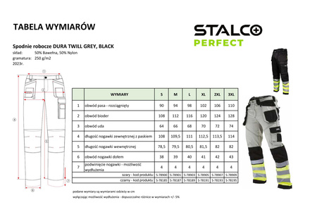 Spodnie robocze pas z odblaskiem STALCO PERFECT DURA TWILL