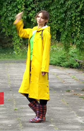 Płaszcz przeciwdeszczowy sztormiak damski z kapturem żółty PPDPU LADY