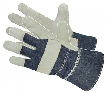 Rękawice ochronne robocze wzmocnione skórą dwoinową bydlęcą RD