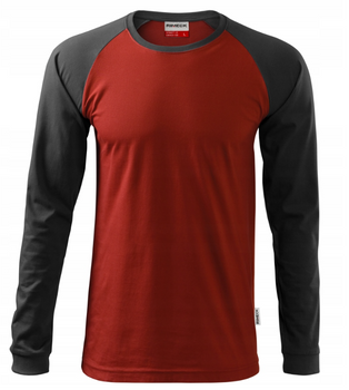 Koszulka RIMECK 130 z długim rękawem dwukolorowa szaro-czerwona