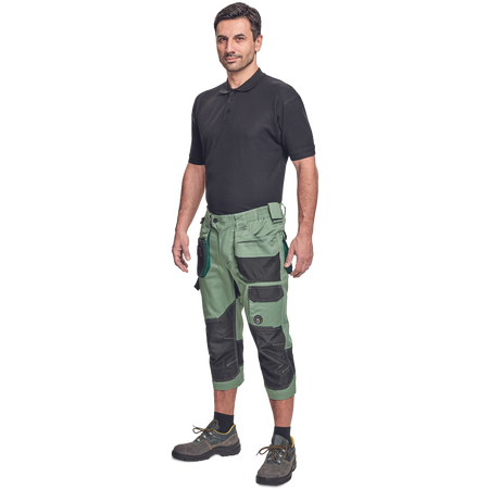 Spodnie 3/4 męskie spodenki robocze ochronne szarozielone Cerva DAYBORO