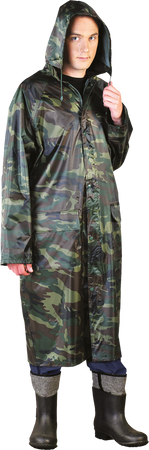 Płaszcz przeciwdeszczowy z kapturem tkany moro PPNP