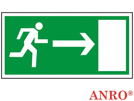 Znak tabliczka PCV "Kierunek do wyjścia drogi ewakuacji w prawo” 150x300 mm