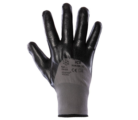 Rękawice robocze powlekane nitrylem ocieplane frotte COVENT ICE