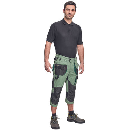 Spodnie 3/4 męskie spodenki robocze ochronne szarozielone Cerva DAYBORO