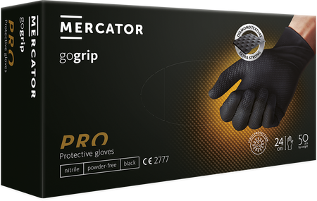 Rękawice nitrylowe mocne dla mechaników, czarne z teksturą diamentu RMM-PGRIP