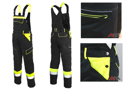 Spodnie Ogrodniczki Ocieplane Uniwersal czarno/zółte